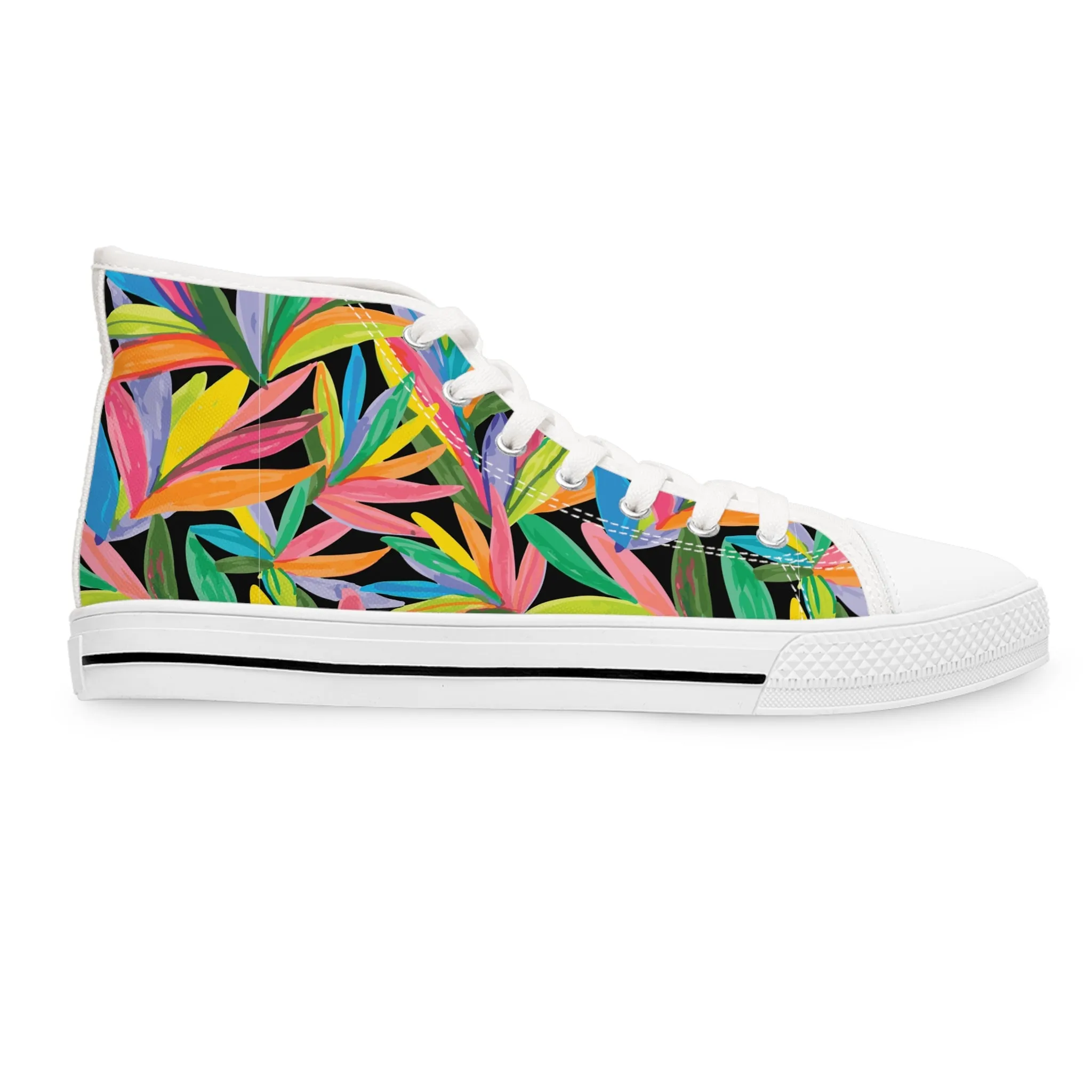 Colorful Tropical Leaves Women's High Top Sneakers