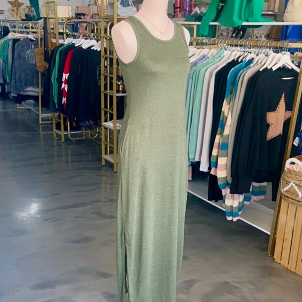 Jessica Curved Hem Maxi Dress (Green)